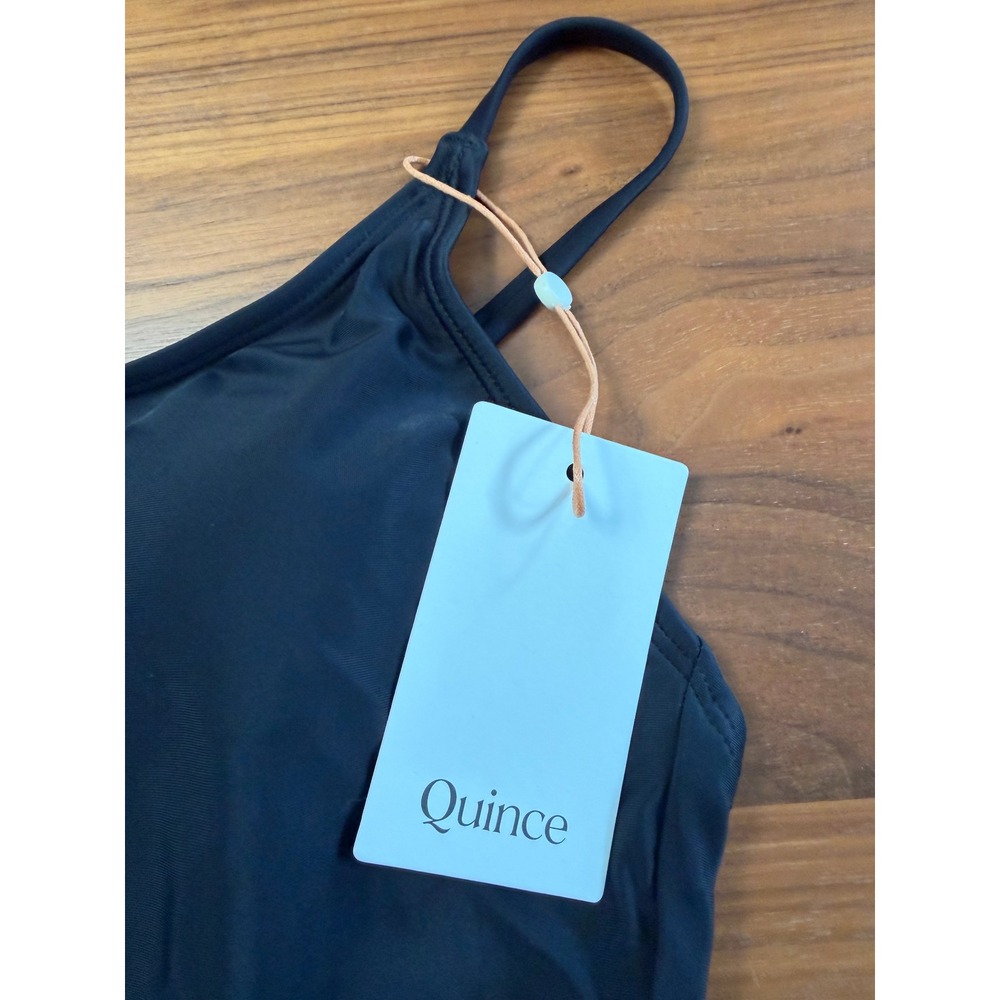 New Quince Italian Cami One-Piece‎ Swimsuit Medium Black Adjustable Straps - Picture 5 of 9